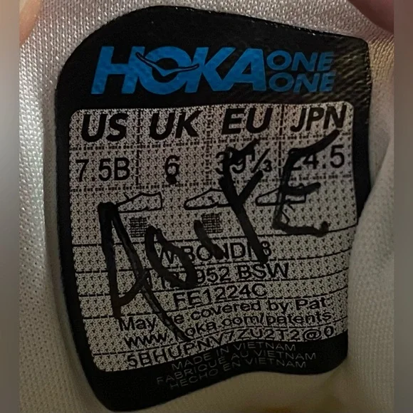 Hoka One One Bondi 8 REFLECTIVE Womens Sz 7.5 Running Shoes Sneakers White Blue - Picture 10 of 11